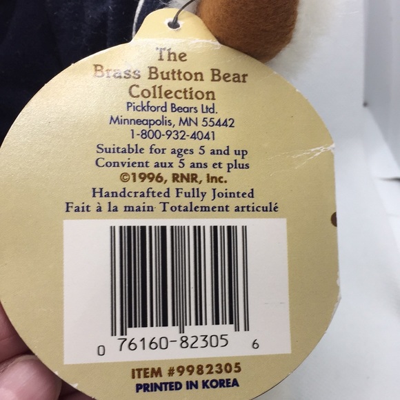 Vintage Pickford Brass Button Plush Teddy Bear Taylor The Bear of Happiness - Picture 6 of 12